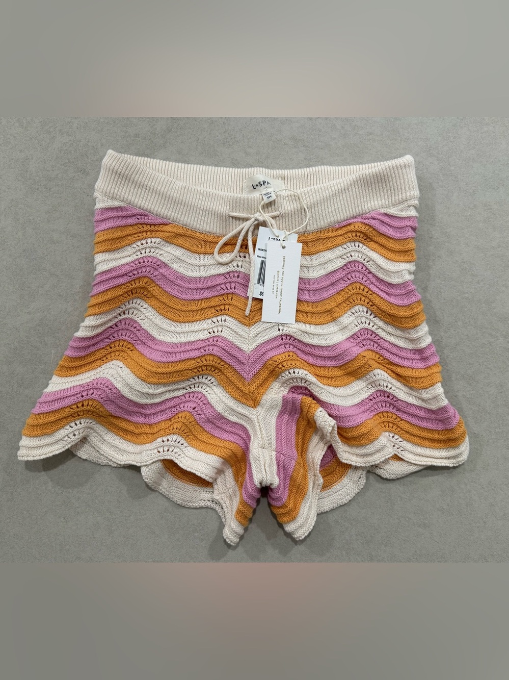 L*SPACE Make Waves Crochet Knit Shorts Catching Sun Size S NWT